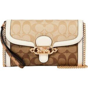 Coach Womens Signature Blocking Exotic Mix Jade Chain Crossbody